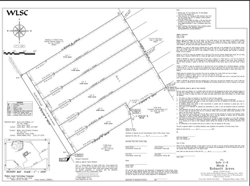 2.251 acres of land located in Ellis County. No ETJ. Seller has installed an active 8 inch water line across the front of the property.