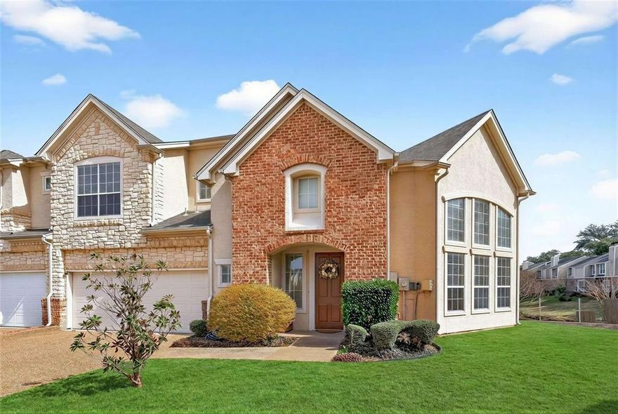 Stunning Corner-Lot Townhome with Water View & Open Floor Plan!
This beautifully maintained 3-bedroom, 2.5-bath townhome sits on a spacious corner lot in a quiet cul-de-sac community and offers scenic water views. The open-concept layout features soaring ceilings in the living area, creating a bright and airy atmosphere filled with natural light.
The inviting living room includes a gas-burning fireplace, crown molding, and fresh interior paint. The well-appointed kitchen showcases granite countertops, stainless steel appliances, new microwave, refrigerator, abundant cabinetry, and a charming dining nook with a bay window.
Upstairs, the spacious primary suite overlooks the backyard and offers a private retreat with tile flooring, a separate shower, oversized vanity, and dual sinks. The two additional bedrooms are generously sized and share a convenient Jack-and-Jill bathroom.
Enjoy relaxing evenings on the covered patio with views of the backyard lawn and water. The HOA maintains the roof, lawn care, and exterior areas, providing true low-maintenance living. Conveniently located with easy access to DFW International Airport, Love Field, major highways, shopping, and dining.