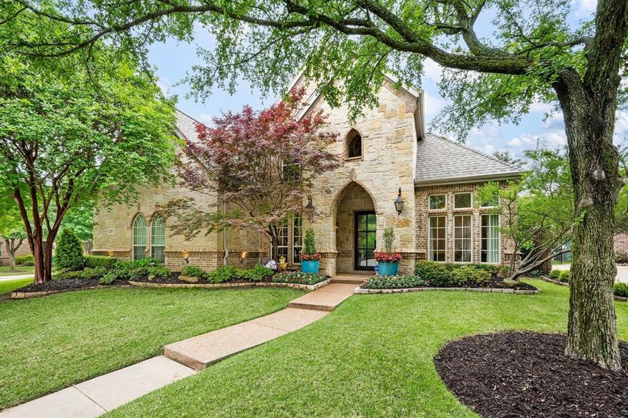 SENSATIONAL custom home in the desirable Tuscan Ridge addition of Southlake with easy access to Highway 114. This 4 bedroom, 3 bath home is located on a corner lot of a quiet street offering an excellent floor plan. The attention to detail throughout is evident by the high quality of materials used. A soaring entry invites you in through the custom iron & glass front door. Be greeted by the stunning study and formal dining room, both generously sized. The exceptional family-kitchen-casual dining area has a wall of windows with views of the pool and mature greenery for privacy. Entertaining will be a breeze with the custom wood detail fireplace as the focal point of the home. The open kitchen offers quartz counters, double ovens, & built-in refrigerator.The luxurious large master suite presents a freestanding tub, dual vanities, walk-in shower, and a dreamy walk-in closet with professional organization finish-out. A terrific guest bedroom & bath on the first floor rounds out the ideal floor plan.Take the sweeping staircase to the 2nd floor that features a theatre-style media room with a wet bar. Upstairs find another 2 bedrooms, 1 large enough to be used as a gameroom and a huge storage closet. Lushly landscaped yard provides a private backyard with beach entry pool and covered patio, perfect for evenings spent outdoors. Heart of Southlake location, easy access to shopping & Southlake Carroll schools! More pictures, flooplan, & Matterport in Transaction File