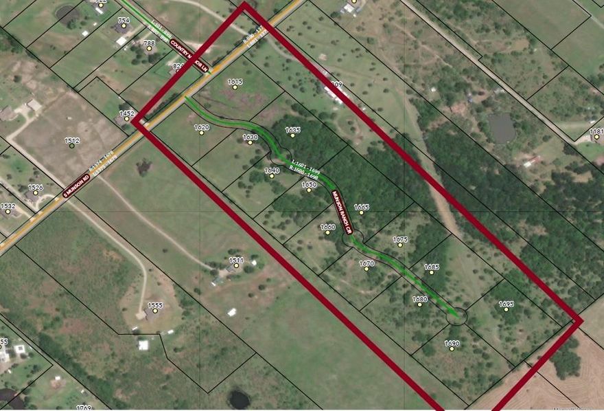 New residential subdivision comprised of 14 lots.  Ranging from 1.5ac to 2.6ac.  Water and electricity at the street curb, septic system for sewer.   Developer is also a home builder. Mandatory HOA with restrictions on animals and exterior materials.  Separate garage or a barno is OK if similar to house architecture.  Minimum home size is 2500sf living plus a 2-car garage.  Owner is offering buyer incentives (pick from: limestone retaining walls, add a stock pond, or discount of interest rate on a construction loan).  Lot prices fluctuate based on size, topography.  Builder has plans to build two homes to launch off the subdivision (lots 13 and 14).  Both of these homes will be over 3000sf living area and offer a 3-car garages.  Lot 2 has 1.55ac of usable space.