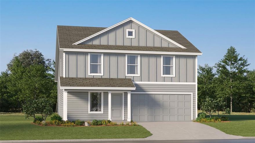 LENNAR - Landing at Creekside - On the first floor of this spacious two-story home is a convenient and modern layout seamlessly connecting the kitchen, dining room and family room together. In a private corner is the tranquil owner’s suite with an attached bathroom and walk-in closet. Upstairs is a sprawling central game room made for gatherings of all sizes, along with three secondary bedrooms to provide sleeping accommodations to family members and guests.