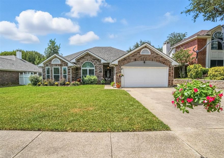 Discover this well-maintained 3-bedroom, 2-bath home in the established Valleycreek community of Mesquite. This 1,567 sq. ft. property sits on a generous 0.26-acre lot and offers both comfort and convenience. Inside, you’ll find a welcoming leaded glass front door, spacious living areas, ceiling fans, and an open flow into the dining and kitchen spaces. Step outside to enjoy an extended covered patio overlooking the large, landscaped backyard—complete with a gazebo, private wood fencing, and a 15x11 storage barn with electricity. Additional features include a back storm door, rain gutters, and underground utilities. The property also features a shed for extra storage space, and plenty of room for outdoor activities. Located just minutes from parks, the golf course, arts and rodeo venues, shopping, and dining, with no HOA restrictions.