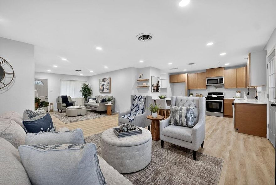 Welcome home to this beautifully updated single-story residence in Fort Worth! This charming property offers a bright, open-concept layout with stylish finishes throughout. The spacious living and dining areas flow seamlessly into the updated kitchen, featuring modern cabinetry, sleek countertops, stainless steel appliances, and a large island perfect for entertaining or casual meals.

Fresh paint, contemporary lighting, and durable wood-style flooring create a clean, inviting atmosphere. The thoughtfully designed floor plan provides comfortable living spaces with plenty of natural light. Step outside to a generously sized backyard, ideal for relaxing, gardening, or hosting gatherings.

Conveniently located with easy access to shopping, dining, and major highways, this move-in-ready home combines modern comfort with everyday functionality. Don’t miss your opportunity to own this beautifully refreshed Fort Worth home!