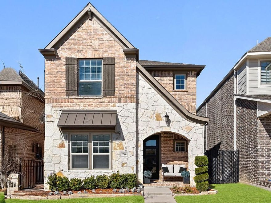 Beautiful home nestled in the highly desirable Craig Ranch area. This thoughtfully designed floor plan offers both comfort and functionality. The primary suite is conveniently located on the first floor, offering privacy and convenience, and features a spacious en-suite bathroom with dual sinks, an oversized walk-in tile shower, and a comfortable walk-in closet that provides plenty of storage space. A half bath for guests is also located on the main level. The home also features a modern chef-inspired kitchen with updated lighting, a large center island, and plenty of space for cooking and gathering. The living area is highlighted by a striking fireplace and walls of windows with custom drapery, filling the home with abundant natural light. A unique and practical feature of this home is the presence of two laundry areas,one downstairs and another upstairs, offering added convenience for everyday living. Upstairs, you'll find a spacious flex room that can easily adapt to your lifestyle. Whether you envision a home gym, office, game room, or additional living space, the possibilities are endless. There is also a separate built-in workspace with desks and cabinetry, perfect for studying, working from home, or creative projects. The second floor includes three secondary bedrooms and a full bathroom featuring dual sinks and a private tub-shower area. Step outside to enjoy the newly enhanced outdoor living space, complete with a pergola-covered patio and wood deck, ideal for entertaining guests or relaxing outdoors. The neighborhood provides lawn maintenance for the front yard and areas outside the fence, making this an easy-maintenance home. Ideally located near shopping, dining, and entertainment including The District, The Hub, and The Farm at Alma & 121, with convenient access to downtown McKinney, Legacy West, and major commuting highways. Walking distance to Lifetime Fitness + renovated TPC Craig Ranch Golf Course, which also offers social membership opportunities.