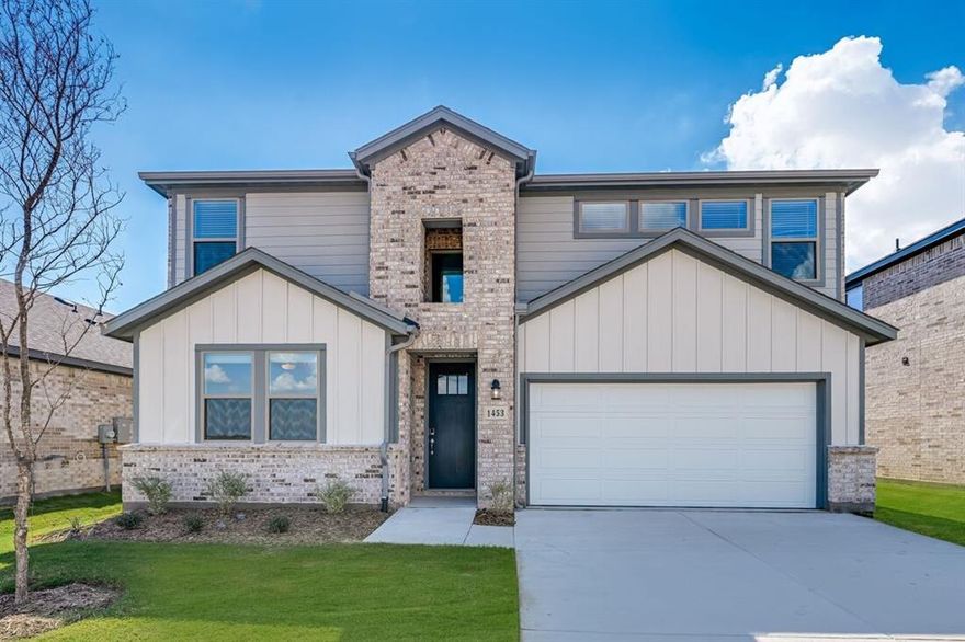 What's special: Two Bedrooms Down - North Facing Lot - Game Room. New Construction – Ready Now! Built by Taylor Morrison, America's Most Trusted Homebuilder. Welcome to the Lavaca at 1453 Zapateado Way in Madero! This floor plan welcomes you with a bright foyer that leads into an open kitchen, gathering room, and dining area—perfect for everyday living. The private primary suite is tucked just off the gathering room with lovely backyard views and features a dual sink vanity, walk-in shower, and spacious closet. A secondary bedroom and full bath sit near the front of the home for added privacy. Upstairs, a game room overlooks the foyer and connects to three secondary bedrooms with a shared full bath. Located in Madero in Fort Worth, TX, this home sits on a spacious 50' lot in a thoughtfully designed community with winding streetscapes, open green spaces, and exciting amenities on the way—including open-air centers, sports courts, a resort-style pool, walking trails, and future neighborhood retail. With no MUD or PID taxes and easy access to Fort Worth’s museums, theaters, and live music, Madero offers comfort, convenience, and room to grow. Additional highlights include: covered back patio, gourmet kitchen with built-in appliances, window blinds, and quartz countertops. MLS#21069023