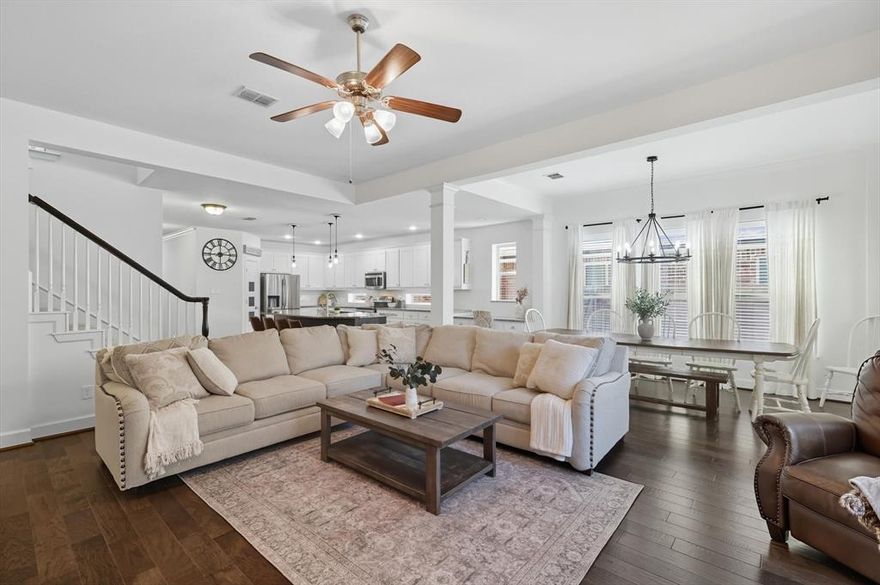 Welcome home to this stunning, spacious 5-bed, 4-bath residence nestled in the highly desirable Harvest community of Argyle, TX. Perfectly combining luxury, comfort, and functionality, this home offers space for everyone—with style.
The Interior Highlights include : Two living areas: one downstairs for casual, everyday living, and a second upstairs ideal for relaxation or entertaining. The media room is upstairs and perfect for movie nights, gaming, or a quiet retreat. A Fantastic chef’s kitchen with a generously sized island, plenty of counter space, and storage. Office downstairs, great for working from home or as a study. Two bedrooms and two full baths downstairs, wonderful for guests or multi-generational living. Additional bedrooms and bathrooms upstairs to accommodate family, visitors, or flexible living arrangements.
Community & Location Features: Located in Harvest, a master-planned “agrihood” community offering an upscale, friendly, and active lifestyle.  
Fantastic amenities including a 1.5-mile long Central Park, walking & biking trails, lakes, community gardens & private garden plots, resort-style pools, and The Fit Barn (indoor and outdoor fitness facility, courts)  Charming gathering spots such as Farmhouse Coffee & Treasures in a restored century-old farmhouse, lakeside docks, event lawn, parks and open green spaces.  Zoned for Argyle ISD. Specifically. The layout offers flexibility with bedrooms both downstairs and upstairs for different living configurations. The Large kitchen island and open design are great for gatherings and entertaining. The office and media room give you space for work, play, or study without compromising on privacy.  You get the benefit of Harvest’s lifestyle and amenities, with the prestige and quality of Argyle ISD. This is a rare opportunity to live in one of North Texas’ most sought-after communities—and at a great price. Call TODAY! Care was taken to ensure complete accuracy, all information herein should be verified.