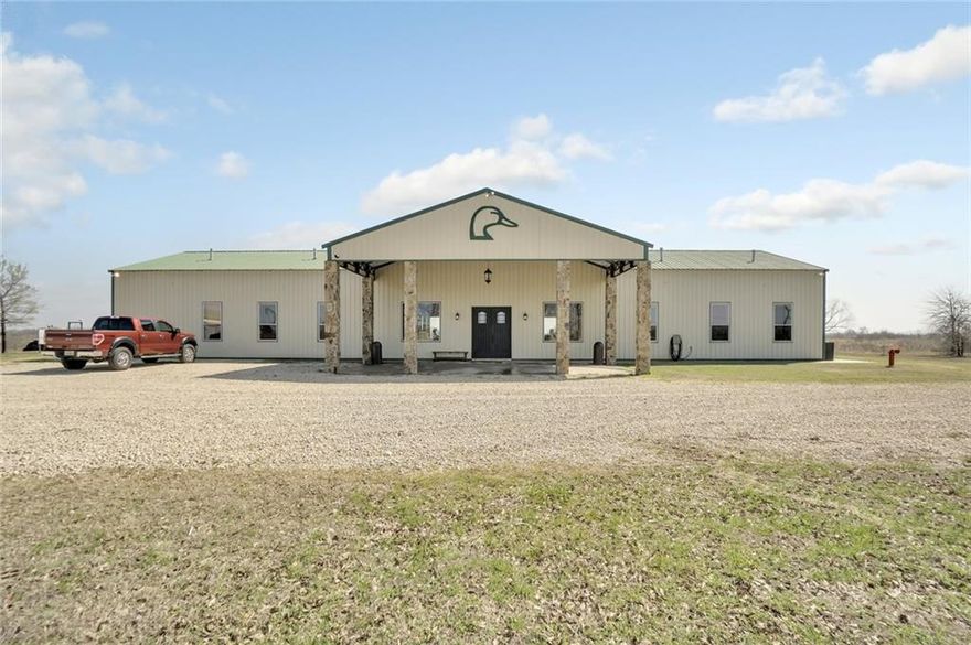 Set on over 950-acres, this turn-key duck hunting resort, formerly known as Pintail Farms, offers the perfect balance between lifestyle and business. The expansive 7,000-square-feet lodge offers an abundance of living spaces with room for housing and entertaining 20 guests, and will be conveyed with furnishings. 

The property is surrounded by land owned by North Texas Municipal Water District, which was acquired as part of the Lower Bois dArc Creek Reserve project, making this one of the few properties in the immediate area that can currently be hunted. 769 acres of the property are part of the WRP which is designed specifically to attract waterfowl.

A full list of amenities is available upon request.