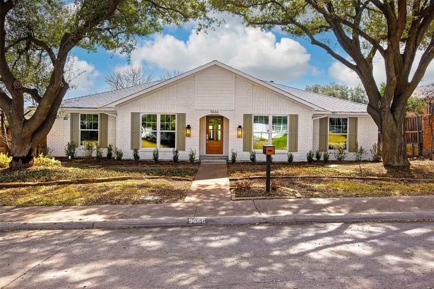 Set in Town Creek in Lake Highlands and zoned to Richardson ISD, this 5 bed, 4 bath home thoughtfully reimagined by Maverick Design blends elevated modern finishes with a functional, flexible layout. With 3,694 square feet, it’s designed for easy living and entertaining.
The entry offers access to a large private study & dining room, then opens to the main living area with a gas log fireplace.The show-stopping kitchen is open to the living room & centered around an oversized peninsula with seating & a sleek slatted range hood. Quartz countertops pair with stainless steel appliances plus flat panel slim shaker cabinetry with elegant hardware & a bright breakfast nook.
Just off the kitchen, extra counter space & storage accessible from the dining room create the perfect coffee bar, electronics hub, or butler’s pass-through. A large utility room with storage, counter space, & a timeless checkered floor doubles as an ideal mudroom with direct access to the garage.
Most bedrooms are on the main level, so the home lives largely like a 1 story. The tucked-away primary suite features an ensuite bath with dual vanities, a walk-in frameless shower with zellige inspired tile, & private French door access to the backyard & pool. Upstairs: a large bonus living space plus an additional bedroom with a full bath.
Wide plank engineered wood floors, two tone designer interior & exterior paint,recessed lighting, & updated modern hardware & light fixtures carry the fresh look throughout. Outside, the backyard with pool & wood privacy fencing is ideal for relaxation and effortless entertaining.  Participate in the voluntary Neighborhood Association,enjoy the paved trail that runs through the neighborhood,or explore one of the many nearby neighborhood parks - 9666 Whitehurst is ideally located near everyday conveniences including shopping & dining. This thoughtfully designed home delivers the perfect balance of location,comfort,and functionality in a charming,highly desired area.