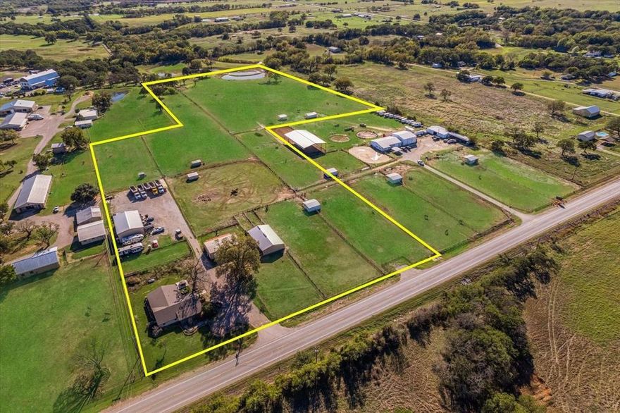 Great investment property with income in prime location, on the path of the proposed Denton-Collin County Outer loop. This 17.858 acres property currently a horse boarding business and a residence with part previously commercial trucking business that is currently offered for lease for similar business MLS# 21005690. The property offers a 2680 sqft 4 bedrooms, 3 bath home that is recently remodeled, 60X40ft commercial building,50X30ft Shop and 60X35ft barn with 4 stalls with runs all foam insulated. RV ready with 110v and 220v power.Gorgeous outdoor kitchen overlooking a quarter acre pond. The property is currently leased and generating great monthly income. This property can be purchased together with the adjoining 5.675 acres, MLS #21089769.