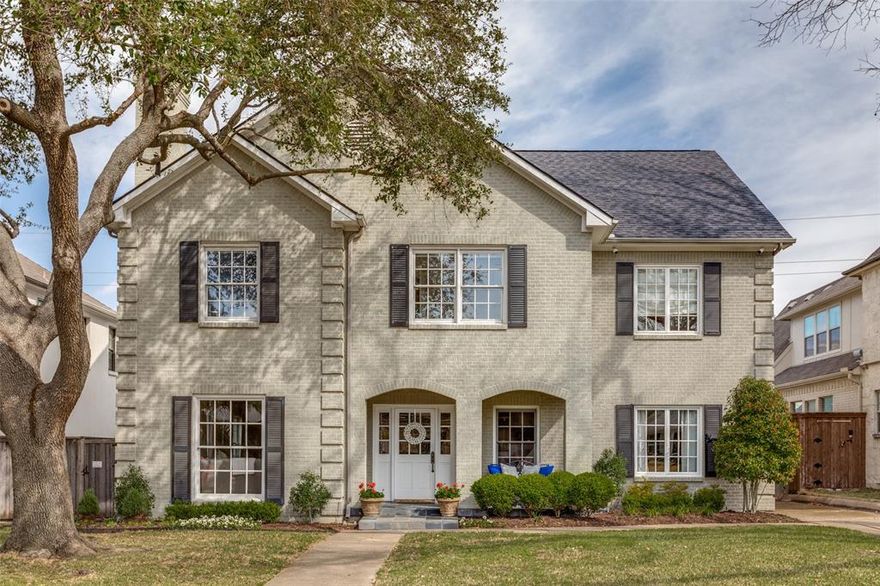 This timeless University Park home is the epitome of family living, blending traditional charm with modern updates. The open kitchen & family room, complete with a large island and top-of-the-line appliances, offer a welcoming space for gatherings and everyday living. The first floor primary bedroom and newly renovated en-suite bathroom provide a tranquil retreat. Upstairs, a large game room with doors provides a versatile space for entertainment, while three bedrooms and 2 full bathrooms offer comfort and privacy for the whole family. The Jack and Jill bathroom with private vanities for each room offers flexibility for sharing. The oversize laundry room serves as a functional hub, doubling as a secondary kitchen space with a refrigerator, sink, and ample storage. Nestled on a tree-lined street, the spacious front yard creates a warm and inviting atmosphere for neighbors and outdoor play. The private backyard offers a serene escape, with space for gathering around a fire pit.