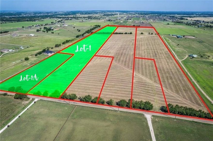 Beautiful 20-acre property offering the perfect mix of open space, privacy, and possibility within Ellis County. Lots 1A & 1B provide ideal homesite locations, making this an excellent opportunity for a custom home, family compound, or long-term investment.

A water meter is already installed, setting this tract apart from typical raw land, and the light deed restrictions (minimum 1,500 sq ft home, no mobile homes) help protect future property values while still giving buyers the flexibility to create the lifestyle they want.

Enjoy peaceful country living while staying close to Waxahachie, Maypearl ISD, and main commuter routes. The land offers room for a shop, barn, livestock, or recreational use, and the acreage provides a sense of privacy that’s getting harder to find in this rapidly growing area.

Large acreage tracts with utilities in place are in short supply, which increases both demand and long-term appeal. Whether you’re building your dream home or securing land for future plans, this property delivers exceptional potential in a highly desirable location.

Come walk the property and experience the views, space, and opportunity it offers.