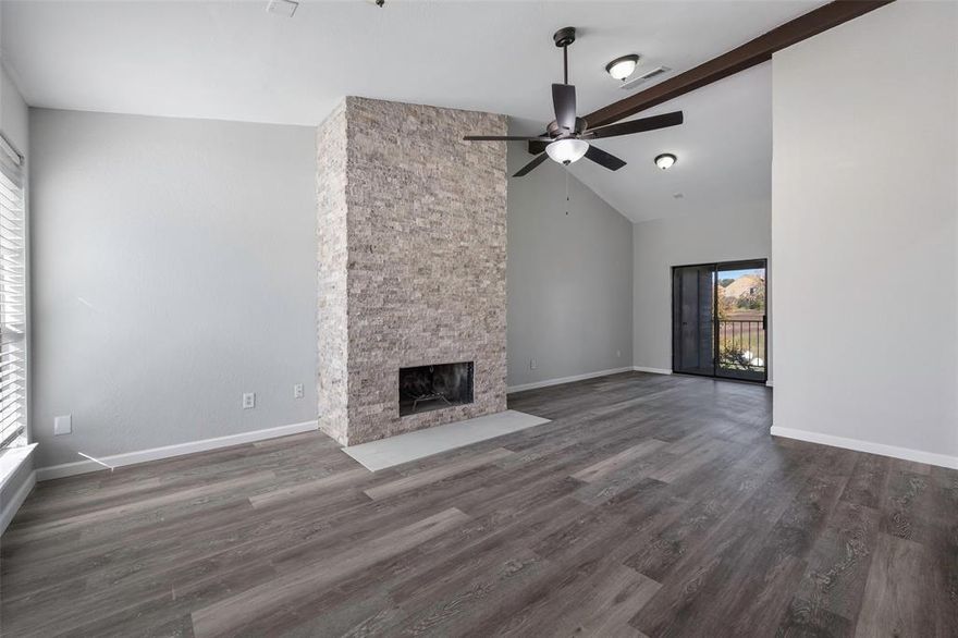 Completely renovated condominium located across the street from Lake Ray Hubbard. Wood burning fireplace, vaulted ceilings, granite countertops, vinyl flooring, stainless steel appliances and much more. Washer, dryer and fridge included.