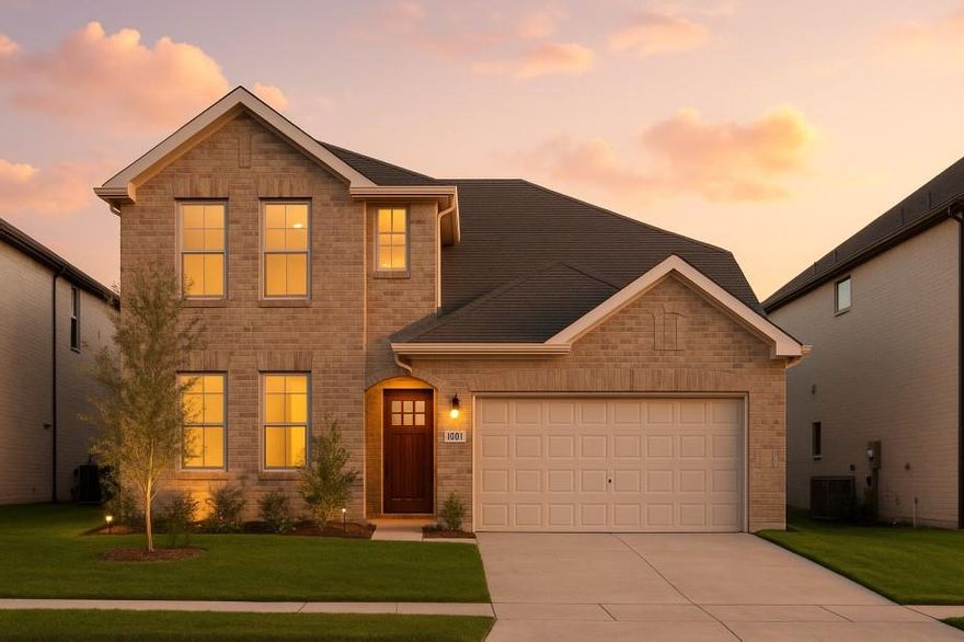 MLS# 21166506 - Built by HistoryMaker Homes - Ready Now! ~ LONE STAR SALES EVENT - Texas-Sized Savings on Move-In Ready Homes - Get 4.99% Fixed Rates, up to $15,000 toward Closing Costs, and a FREE Move-In Package including fridge, washer, and dryer for a limited time only! Discover this contemporary single-family residence in the desirable Devonshire subdivision, set for completion in January 2026. With 1,440 square feet of thoughtfully designed living space, this home features three primary bedrooms and two full bathrooms, perfect for comfortable living. The open layout includes a spacious living area adorned with luxury vinyl plank flooring, complemented by cozy carpeting in the bedrooms. Enjoy modern conveniences with a smart home system. The kitchen and living spaces flow seamlessly onto a covered patio, ideal for outdoor relaxation in your private yard on a greenbelt lot. Located within the highly regarded Forney ISD, this home is zoned for Crosby Elementary, Jackson Middle, and North Forney High School. Additional highlights include a two-car garage and a greenbelt lot, providing both tranquility and accessibility. Don’t miss the chance to make this exceptional property your own!