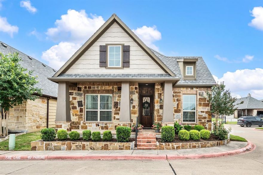 Beautifully updated detached condo in the highly sought-after Retreat at Craig Ranch offering the perfect blend of luxury, comfort, & low-maintenance living! This immaculately maintained 3 bedroom, 2.5 bath home is truly move-in ready & filled with thoughtful upgrades throughout. From the moment you step inside, you will love the open & inviting layout, gorgeous crown molding, rich finishes, and stylish updates that make this home feel both elegant & welcoming. The spacious living room is a true showstopper featuring a stunning updated stone fireplace surround, with wood mantel, custom built-in bookshelves with additional storage & surround sound for the perfect entertaining space. The beautifully appointed kitchen offers gorgeous cabinetry enhanced with elegant glass panel accents, updated lighting, stainless steel appliances, granite countertops, & wonderful workspace for cooking & gathering with family & friends. One of the most impressive updates is the beautifully reconfigured staircase that opens the entire area creating an airy, sophisticated feel. The private first-floor primary suite is a relaxing retreat complete with a professionally designed closet system & spa-like feel. Additional upgrades include a whole-home water filtration system, fully updated AC in 2024, epoxy garage floors, EV plug-in, & built-in garage storage. Outdoor living is just as special with an extended patio, beautiful flagstone accents, a quiet & private backyard, and charming front flower beds enhanced with a gorgeous stone border creating fabulous curb appeal. The low-maintenance lifestyle includes front yard care, exterior upkeep, and access to the recently renovated community clubhouse complete with a pool, spa, fitness center, and neighborhood events. Ideally located near shopping, dining, major highways, and top-rated Frisco ISD schools, this beautifully updated home offers luxury living with convenience, charm, and an easy lock-and-leave lifestyle you will absolutely love!