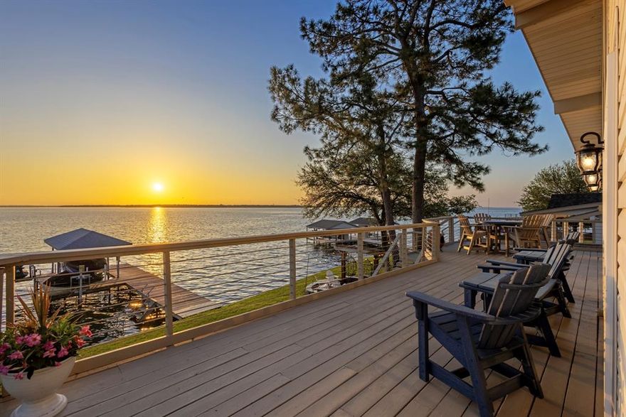 Lakefront Retreat with Panoramic Views, Deep Water & Weekend Getaway - Short Term Rental Potential!

Wake up to breathtaking sunrises and sweeping waterfront views in this stunning 4-bedroom, 3-bath lakefront home. Boasting some of the deepest, most desirable water on the lake, this property offers effortless access to paddleboarding, kayaking, fishing, and swimming right from your private covered dock with three lifts. Step onto the wraparound deck and soak in panoramic water vistas, perfect for entertaining or relaxing with family and friends.

This turnkey furnished home sleeps up to 17 guests, making it ideal as a weekend getaway or short-term rental investment. A convenient wet room is ready to store all your lake gear after a day on the water. Located just five minutes from the marina, enjoy easy access to gas and boat-up dining, plus nearby favorites like Fig’s Steakhouse, Triple N Ranch Winery, Whistlestop Café, Lone Star Marina, and Tiki Hut Bar & Grill. The new Eight at Tool community park offers pickleball courts, walking trails, a playground, and a dog park.

Whether seeking a primary residence, lake retreat, or income-generating property, this home blends comfort, convenience, and waterfront charm. Life is short—start making lake memories today!