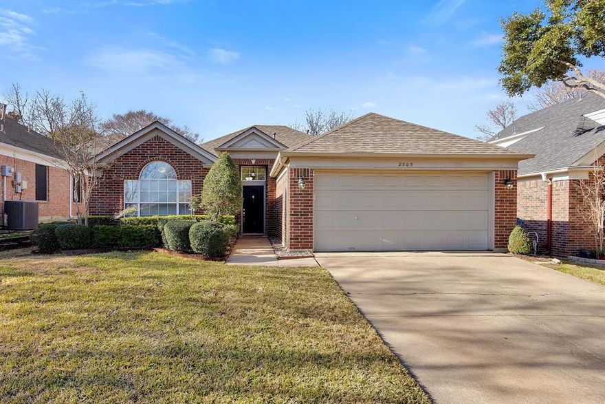 Adorable 3 bedroom home with open plan, split bedrooms, new carper, fresh paint, silestone countertops, stainless steel appliances, updated lights and fans, solar screens, and private back yard with nice covered patio. Ready for Move In NOW!  Private and spacious primary suite separate from the other bedrooms with generous bath and large walk in closet, jetted tub and separate shower. Includes refrigerator loading Samsung washer & dryer. All this and INCLUDES LAWN CARE!  Enjoy the quiet backyard under the cedar patio. Feeds to Flower Mound Schools. Walk to Donald Elementary - STEM school!  Great location.