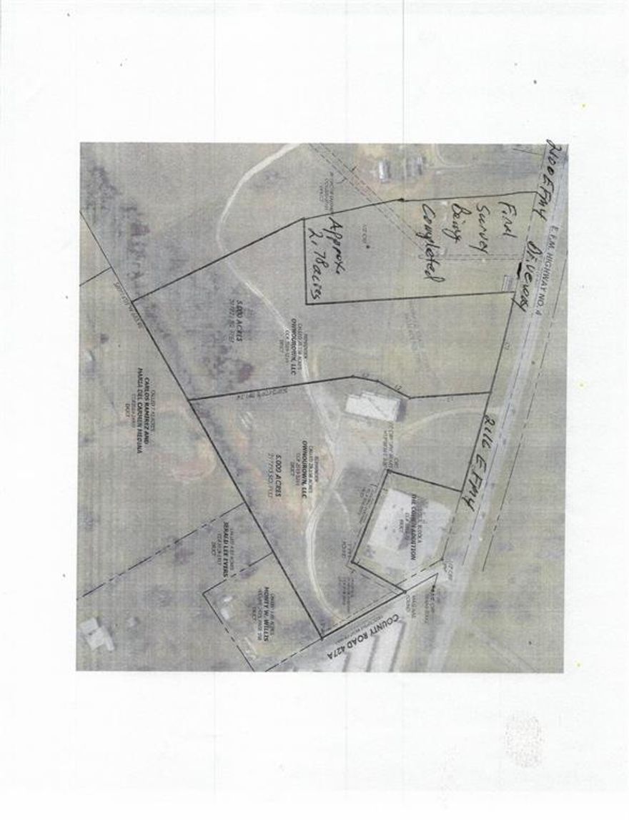 Property is an excellent location for home and or business.  Great highway frontage with enough depth to build away from the roadway.  Partially fenced with electricity and septic.  Johnson county SUD has a water line on the northside of the highway.  All reasonable offers will be considered.