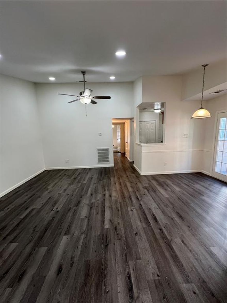 Charming Half Duplex for Lease!
Beautifully maintained 3-bedroom, 2-bath home featuring a versatile floor plan and 1-car garage. The interior offers durable vinyl flooring throughout the main areas and cozy carpet in the bedrooms. The living room is enhanced with recessed lighting, and 2-inch blinds are installed throughout. One bedroom includes a private ensuite bath, while a spacious secondary bedroom offers a walk-in closet and direct access to the shared bathroom. Move-in ready with freshly cleaned carpets!