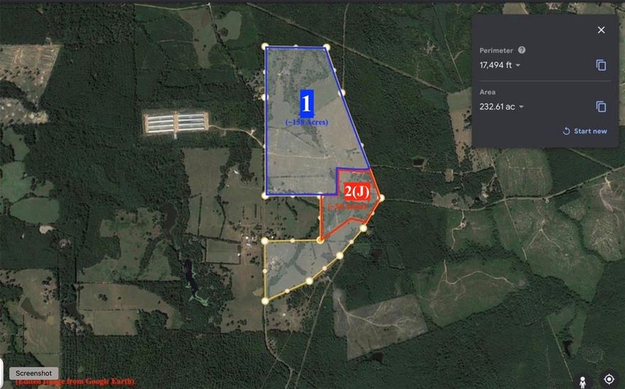 Large, beautiful East Texas property.. The land is comprised of rolling hills, with some wooded area, and about 75% pasture acreage. The ranch is currently serving as home to a livestock operation including bison and cattle. The property has premium fencing of 6 ft high, 6 strand wire surrounding the external boundary, and similar internal fencing separating pastures. It encompasses the northern ~192 acres (designated as 1 and 2 in the first aerial photo) of a ~232 acre plat, which will be divided at closing. The owner will retain 40 acres as homestead. The ~34 acres (designated as J in the first aerial photo) are improved with a building site containing access to city water, electric, propane hookup, and septic. It also has the aforementioned external fencing, is cross fenced, has a large set of pipe fenced working corrals, and a loafing shed. A cattle or bison squeeze chute is also available. Although the property is a single plat, it crosses between Upshur and Camp counties, hence the two parcel IDs. Posted Information is deemed reliable but not guaranteed. Buyers and Buyer's Agents must independently verify all data.