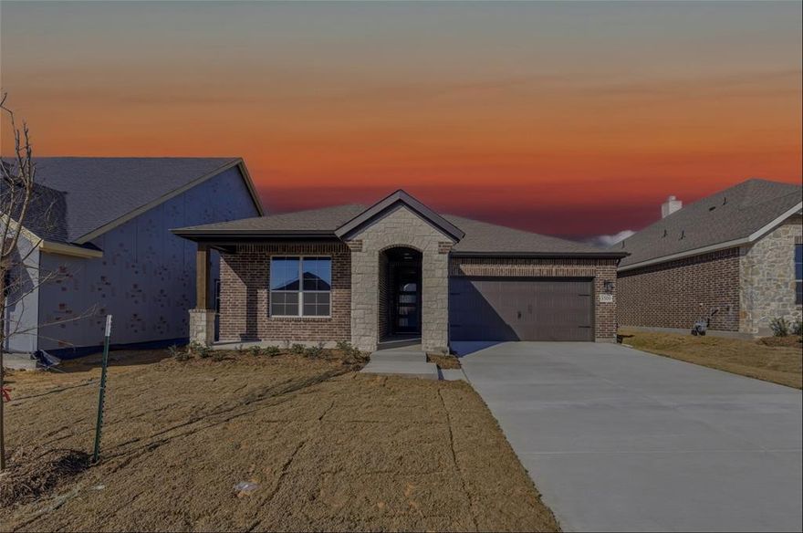 Estimated January 2026 completion! Owner financing available! Ask us about our Trade In Trade Up program, we can buy your home! Walking through the covered doorway, you will feel right at home in your new Basswood floor plan! This plan offers versatility to meet your family’s needs throughout its 1,656 square feet of livable space. A quick left turn from the foyer leads to the owner's suite which includes a spacious owner's bedroom, bathroom with double sinks and walk-in closet. The other three bedrooms sit in the back right corner of the home, opening to a private hallway off the main gathering space. They share a full bathroom that is tucked inside the opening of the hall allowing easy access for guests as well. With their close proximity and privacy at the end of the hall, the bedrooms could also convert to a playroom or office as your family grows and needs change. An oversized island makes the Basswood perfect for entertaining a crowd or controlling the chaos with a view all the way to the back of the room and small back patio from anywhere in the home. We would love to welcome you home to the Basswood!