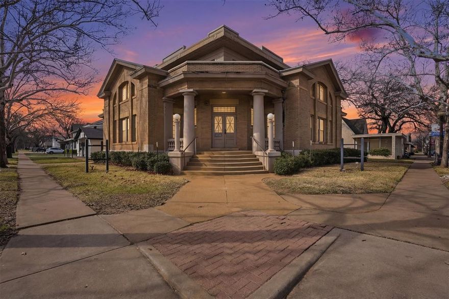 Historic Landmark Opportunity – Iconic Corner Location on America’s Largest Downtown Square

Positioned prominently on the corner of Elm Street and 2nd Street, this extraordinary 1917 landmark stands as one of the most recognizable buildings in Graham, Texas. Originally constructed in 1917 as The First Christian Church of Graham, this architectural treasure offers timeless character paired with modern-day opportunity.

From the moment you approach the stately brick façade, framed by classic columns and symmetrical design, you’ll appreciate the old-world craftsmanship that defines this property. Inside, a breathtaking domed ceiling crowned with original stained glass creates a dramatic focal point, filling the space with natural light and historic charm. The sweeping balcony with detailed railing overlooks the grand main hall, while original solid hardwood doors throughout the building reflect the quality and permanence of early 20th-century construction.

The property’s most recent use was as a home health facility, with many rooms thoughtfully utilized as private offices and administrative spaces. This functional layout allows for immediate adaptability for professional offices, medical use, event space, boutique retail, gallery space, or a continued community-centered purpose.

With unmatched visibility at one of the busiest and most celebrated intersections in Graham, this location offers exceptional exposure and prominence for any business or organization. The seller is also willing to convey existing office furniture and equipment with the sale, providing added value and convenience for a new owner.

This is more than a commercial building — it is a piece of Graham’s history.