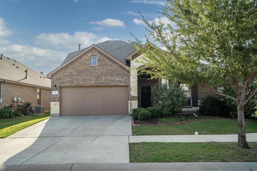Charming 1.5 story home in Argyle ISD! This home offers a perfect floor plan to have everyone on one level with a large bonus area on the second floor. With a large closet and full bathroom upstairs, the second floor space makes as a perfect game room, media room, or even a large 4th bedroom. On the first floor you have an open living space. A sizeable kitchen with an abundance of cabinet space and counter space. The primary bedroom is split from the secondary bedrooms and offers a large walk-in closet and spacious ensuite bathroom. Your office is at the front of the house with plenty of natural light and a full bathroom close by. Outside patio area is covered with an extended porch to sit outside and enjoy the fall weather. Harvest is an ideal neighborhood with plenty of family friendly events, several pools throughout the neighborhood, a basketball court, green space, a gym, and you are just 3 minutes from the Argyle West elementary school.