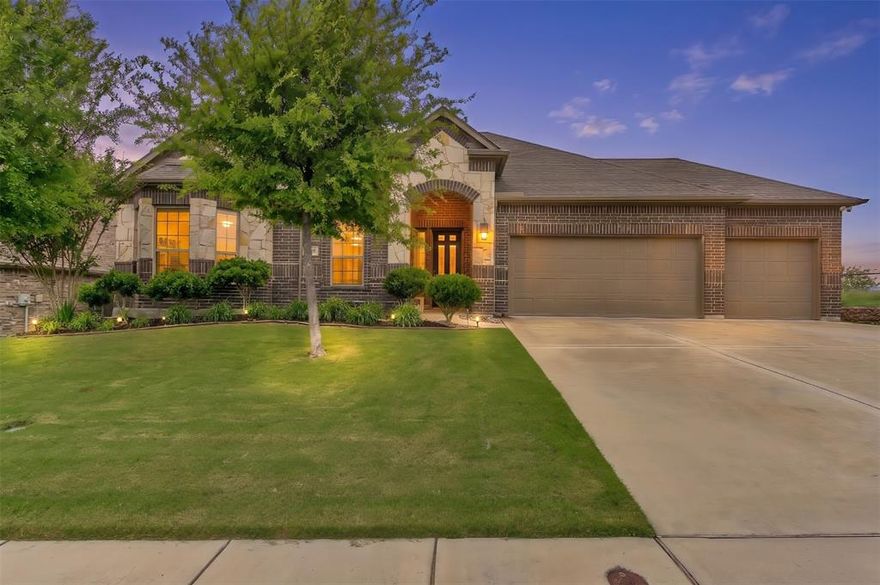 Nestled at the end of a quiet cul-de-sac and backing directly to a scenic greenbelt, this 2017-built home offers a rare level of privacy and space in the popular Live Oak Creek community. The floor plan is designed for modern life, featuring a dedicated home office and a spacious kitchen with a large center island that opens completely to the living and breakfast rooms. The primary suite serves as a true retreat, boasting a dual-sink vanity, separate shower, soaking tub, and a custom walk-in closet, while the three-car garage has been upgraded with clean epoxy flooring. Outside, the massive backyard is a total showstopper, offering unobstructed views of the greenbelt and walking trails with no neighbors directly behind you to interrupt the view. Life in this neighborhood comes with incredible perks, including access to the community splash park, resort-style pools, and playgrounds, all while being minutes away from Lockheed Martin and NAS JRB Fort Worth. Homes with this specific combination of a three-car garage, cul-de-sac privacy, and a greenbelt view are rare finds—schedule your showing today to see this incredible property in person and make this community your new home!
