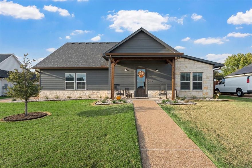 Highly sought-after Hewitt neighborhood, Lorena ISD. Perfect balance of comfort & functionality. This open concept connects the living, kitchen, and dining area. Hugh Island with bar seating. The kitchen is designed to impress with granite counters. Quality cabinets plus walk-in pantry. Raised ceiling in living room, luxury vinyl plank flooring throughout. New carpet in two bedrooms. Enjoy the comfort in your private primary suite with over sized walk-in closet. Dual vanities, & walk-in shower. Mud bench off garage entry. Spacious laundry with folding counter space. Efficient foam installation throughout.
Privacy wood fence newly planted landscape with a full 16 zone sprinkler system.