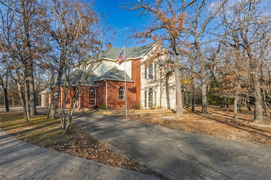 This is not just a home - it is 2 acres of FREEDOM! Welcome to 1040 CR 3314, a spacious country retreat offering privacy, functionality, and room to breathe filled with mature trees and open spaces. This 3 bedroom, could be a 4th bedrooms but currently a study, 3 bath home features 2,579 square feet with two living areas, two dining areas, and 10-foot ceilings, creating an open yet cozy feel. Inside, you’ll find new flooring, built-in shelving in the living room, and a stunning dual fireplace shared between the main living space and den. The brand new completely upgraded kitchen is a SHOW STOPPER, complete with genuine walnut cabinetry, quartzite countertops, a 5 burner gas stove, floor lighting, and undercabinet lighting—perfect for both everyday living and entertaining. The primary suite offers a peaceful retreat with private backyard access, a charming nook, and a walk-in closet with built-ins. You can't miss the dual fireplace between the primary suite and luxury bath. Upstairs, each bedroom includes built-in desks, along with a Jack-and-Jill bathroom and additional hallway workspace. Storage is plentiful with a floored attic and a 3 car garage, long enough for your full size vehicle. Step outside to enjoy your own private oasis featuring an in-ground chlorine pool - approximately 20,000 gallons and 9 feet deep, and covered outdoor pavillion surrounded by open space and mature trees. There will be no need to risk your life putting up holiday lights because the built-in color-changing outdoor lighting is already installed adds a fun touch for holidays and special occasions. The property also offers extra parking, previously used for batting cages. Located just minutes from L3-Harris, local parks, dining, shopping, and more, this home delivers the perfect balance of country living with convenient access to town. This property is full of potential and ready for its next chapter—offering space, privacy, and features you won’t find every day.