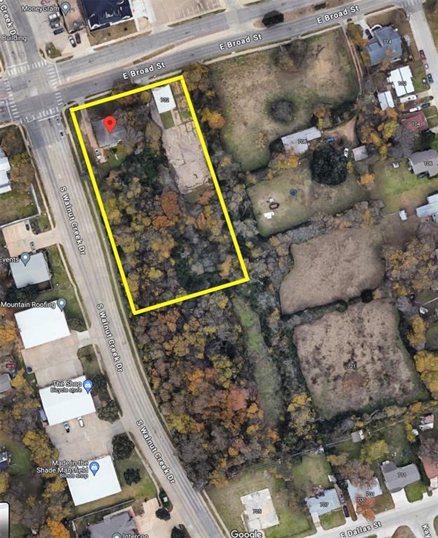 The property is located at a prominent corner at the center of town with direct frontage on two of Mansfield's commercial corridors. It is part of the mixed use development area promoted by the city throughout downtown and its vicinity. Water, sewer and electricity are immediately available to accommodate future development. A 3.5-acre mixed use and townhouse development has been approved east of the property. The main fire station will be constructed south of the property. Geyer Common envisioned by the City will be located diagonally across the street intersection. See Property Description Exhibit in Transaction Desk for dimensions. Actual square footage to be determined by title survey.