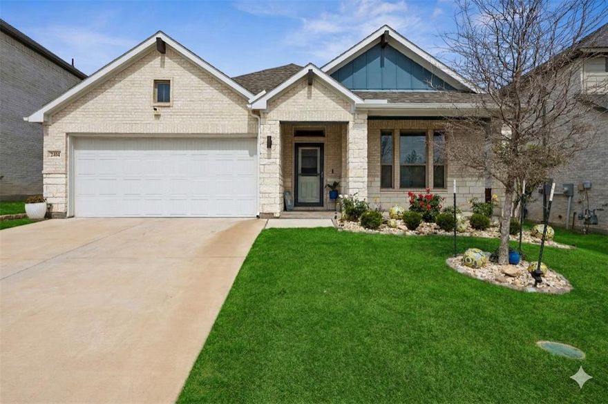 Welcome home to this stunning, like-new contemporary residence located in the sought-after Cibolo Hills subdivision of Fort Worth. Perfectly positioned for modern living, this home offers four spacious bedrooms and three full bathrooms across a thoughtfully designed single story layout. The floorplan features an abundance of natural light streaming through oversized windows, highlighting an open-concept great room that seamlessly connects the chic dining area, a cozy family room with an electric fireplace, and an modern kitchen. The chef inspired kitchen is fully equipped with a gas cooktop, electric oven, dishwasher, and a large center island perfect for gathering.

The primary suite serves as a serene retreat, situated just around the corner from a dedicated home office, an ideal setup for those who work from home. Three additional bedrooms are tucked away near the front of the house, ensuring privacy for family or guests. High end finishes abound, including a mix of carpet, laminate, and tile flooring, along with energy-efficient features like ENERGY STAR qualified windows and appliances, low flow plumbing, and advanced insulation.

Outdoor living is equally impressive, featuring a covered back patio, a professional landscaping package with a sprinkler system, and a fully wood fenced backyard. Residents of this community enjoy premier amenities, including a community pool, playground, jogging paths, and a community boat dock with fishing access on Eagle Mountain Lake. This home is ideally zoned for the highly-regarded Boswell High School and Bryson Elementary. Combining contemporary architecture with a functional, energy-efficient design, this property offers a rare opportunity to own a move in ready home in a vibrant neighborhood.