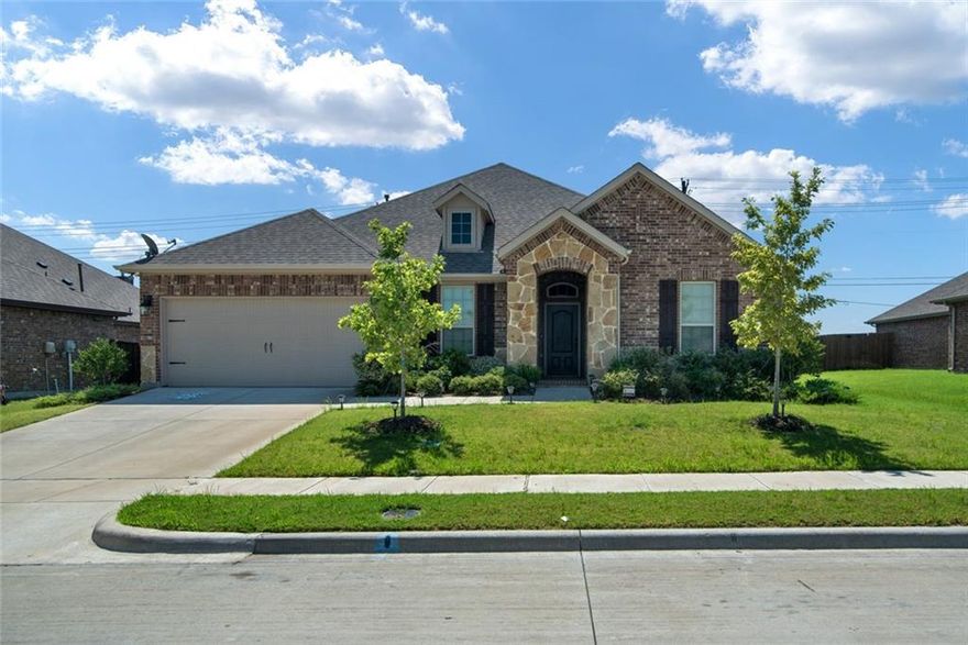 Spacious and open single story home with 5 bedrooms, 3 bathrooms, and an over sized 2 car garage. Fantastic curb appeal with beautiful landscaping, stone elevation and sizable covered patio on over a fifth of an acre. This home features large split bedrooms with walk-in closets and upgraded lighting, stunning formal dining room, and a chef's kitchen featuring granite counter tops and walk-in pantry overlooking living room and backyard. Generous Master suite has a separate garden tub and nice size tiled walk-in shower and large walk-in closet. This home is beautifully finished out, and offers space for everyone! Fantastic area with in demand schools!