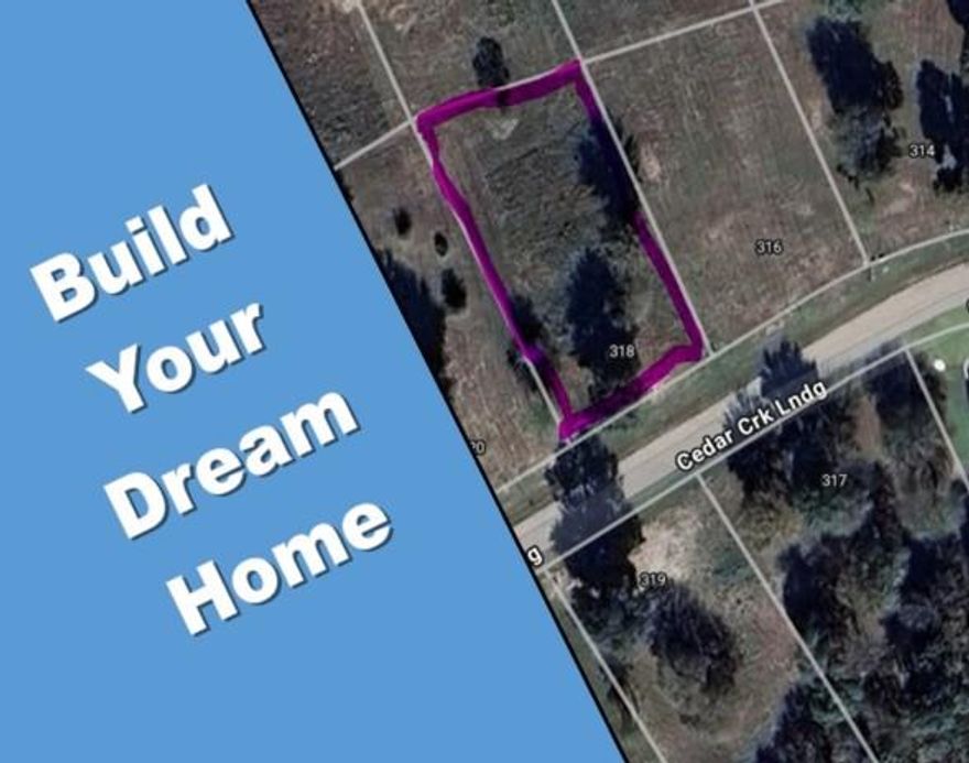.42-Acre Water View Lot in Prestigious Cedar Creek Landing

Seize the rare opportunity to own a prime .42-acre water-view lot in the highly sought-after community of Cedar Creek Landing. This exclusive neighborhood is purposefully designed for estate-sized custom homes, offering both elegance and privacy in a setting that celebrates the beauty of lake living.

Positioned to capture sweeping views of Cedar Creek Lake, this homesite offers the perfect backdrop for your dream residence. Imagine waking up to shimmering water vistas, enjoying warm Texas sunsets from your back porch, and stepping out to a community rich with upscale amenities.

Cedar Creek Landing features underground utilities, community boat docks, and a multimillion-dollar clubhouse that sets the tone for refined living. The expansive clubhouse opens to a spectacular infinity-edge pool, where you can relax while taking in panoramic lake views. Residents also enjoy the security and serenity of a private gated entrance, ensuring peace of mind and an intimate community atmosphere.

Cedar Creek Lake is one of Texas’ most coveted fully recreational lakes, renowned for exceptional fishing, boating, and water sports. Whether you’re an avid angler, love sailing at sunset, or prefer the thrill of jet skiing, this location offers it all. And with Dallas just 50 minutes away, you’re never far from the city’s conveniences while enjoying the slower, more luxurious pace of lake life.

Whether building a weekend retreat, a retirement haven, or your forever home, this lot gives you the space, scenery, and setting to bring your vision to life.

Come see why Cedar Creek Landing is more than a place to live—it’s a place to belong.