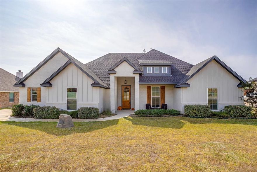 Beautiful, Custom Home in Pyramid Acres on Large .3 Acre Lot in Aledo ISD! No HOA! Property Features: 3 Bedrooms, 2 Baths, 2 Car Garage. Optional 4th Bedroom or Study with Closet and French Doors. Open Concept Living, Kitchen, Dining is Perfect for Entertaining. Fantastic Wood Look Ceramic Tile Flooring Throughout Main Living Areas. Spacious Living Room with Wood Burning Fireplace. Gorgeous Island Kitchen with Quartz Counters, Subway Tile Backsplash, Pantry, Built In Oven, Electric Stove, Stainless Appliances. Spacious Dining Area. Primary Suite with Dual Sinks, Walk In Shower, Garden Tub, Huge Closet. Split Bedrooms with Walk In Closets. Utility Room with Cabinets and Built In Mud Room. Fantastic Backyard with Huge 22x19 Covered Patio. Great Home, Fantastic Location and Features: Sprinkler System, 2 Car Side Entry Garage with Additional Room for Storage, Upgraded Fixtures, Features, Tile Work, and More. Better Than New, A Must See!