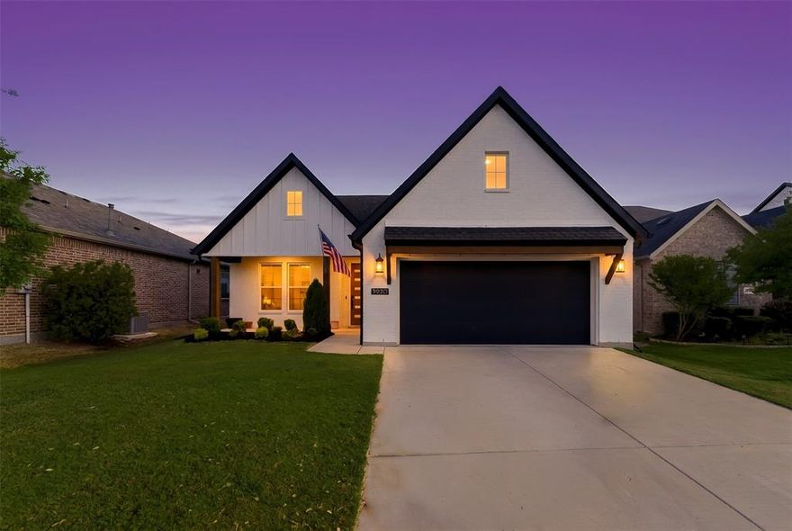 Welcome to 9920 Chaparral Pass, a beautiful Graham Hart 2021 built home in Benbrook designed for easy living and entertaining. Right off the entryway is a versatile front flex room that makes a perfect home office or can easily be utilized as a large 4th bedroom to fit your needs. Enjoy the clean, seamless look and easy maintenance of upgraded ceramic tile flooring that runs throughout the entire house. That's right, no carpet! The heart of the home is an inviting living room anchored by a restful gas fireplace, perfect for relaxing evenings. Overlooking the living area is a true chef's dream kitchen, standing out as one of the few properties to feature built-in double ovens, along with an incredible amount of cabinet and counter storage to keep everything organized. The primary bedroom is at the back of the house with plenty of space and natural light. Attached you will find the large ensuite bathroom with dual, separate vanities and an oversized garden tub and a large separate shower. This bathroom was upgraded and well designed! At the end you will find the primary walk-in closet that has plenty of room for all of your belongings.
Step outside to relax, grill, or host guests on the extended back patio, offering the ideal outdoor retreat. An outdoor gas line is ready for the new owner. The backyard is the perfect blank canvas for those that want a pool in the future! In the garage you will find a NEMA 14-50 Plug to charge your electric vehicle or power heavy equipment. With its rare upgrades and highly adaptable layout, this move-in-ready gem is waiting for you to call it home! Previous buyers backed out without reason! Make this house yours today!