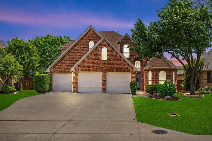 Located in the highly sought-after Hidden Creek neighborhood in the heart of McKinney, this spacious 4-bedroom, 3.5-bath home with a 3-car garage, office, and game room offers a great combination of space, comfort, and recent updates. Situated on an oversized lot, the backyard features peaceful tree-lined views, a new stained fence, and a covered patio-creating a private outdoor setting.

Inside, high ceilings, crown molding, and tall windows bring in abundant natural light throughout the home. Just off the entry you’ll find the updated wood grand staircase, a private office with french doors, and a dining room that can also serve as a flex space depending on your needs.

The living room features a fireplace and opens to the kitchen with granite countertops, a large island, and plenty of space for gathering and entertaining. The downstairs primary suite is tucked away for privacy and includes wood flooring and bathroom with double vanities, a garden tub, a gorgeous, renovated shower, and a walk-in closet.

Upstairs you’ll find three additional bedrooms, two full bathrooms, and a spacious game room that could also function as a playroom or media room. The secondary bathrooms have been completely updated with brand new shower tile and vanities-giving them a fresh, modern feel.

Other updates include new downstairs HVAC, new carpet and paint, updated lighting in the bathroom, modern ceiling fans, plantation shutters, and several windows replaced with storm windows. Additional improvements include a new dishwasher (2024), and siding replaced in 2020. Window screens across the back of the home, along with a radiant barrier and garage insulation, help improve comfort and energy efficiency.

Hidden Creek offers excellent neighborhood amenities including a community pool, pickleball and basketball courts, sand volleyball, a fishing pond, and walking and jogging trails. Come be apart of the Hidden Creek community!