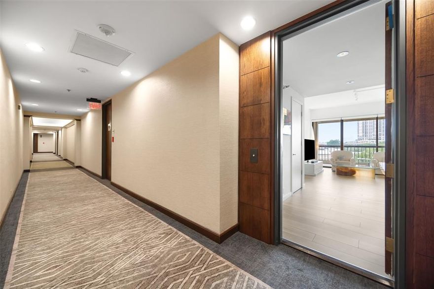 The Warrington is ideally situated in the prestigious Turtle Creek area, known for its lush landscapes, tree lined streets, and serene atmosphere. This luxury high rise boasts some of the largest terraces in Dallas in addition to being known for second to none resident services and amenities.  This beautifully renovated condo with terraces spanning the full length of the north and west sides of the residence is optimally located to capture stunning sunrises and sunsets.  The fully renovated kitchen includes beautiful marble countertops with a gorgeous waterfall edge, sleek flat panel walnut cabinetry and Bosch appliances.  The laundry room includes a second pantry space with an additional exterior entrance.  Stunning wood look tile floors span the entire living space providing an elegant, consistent look throughout.  Each of the three bedrooms include spacious closets with the primary bedroom featuring two closets.  Both bathrooms have been updated with modern floating vanities and sleek countertops.  The primary bathroom includes an oversized walk in shower with bench, linear drain, frosted glass door and multiple shower heads including a rainfall shower head.  

This residence includes two reserved parking spaces and an onsite storage unit. Monthly HOA dues include all utilities except electricity, internet, and cable. Additional amenities include a year-round heated salt water pool with a swim-current system, spa, outdoor kitchen with grill, tennis and pickleball court, basketball court, fitness center and multiple dog parks.  Additional features include an owner's entertaining area with adjacent kitchen, valet parking, 24 hour security and concierge service. Walk to the Katy Trail, Kalita Humphreys Theatre, the only Frank Lloyd Wright designed theatre, Reverchon Park and many wonderful Dallas restaurants and shops.