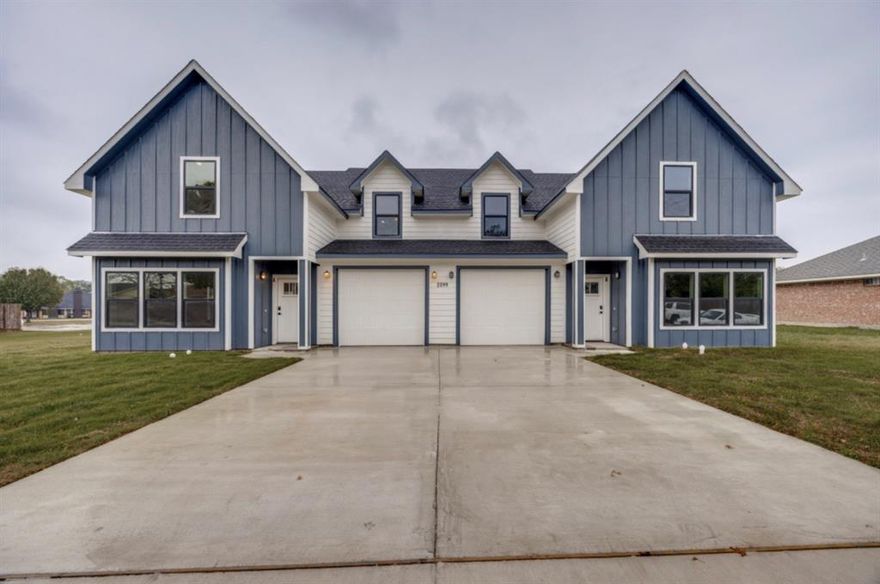 Brand new construction duplex by NTR Homes scheduled for completion in October 2025. This modern two unit property offers flexibility for investors or owner occupants. 

Each side features three bedrooms two baths and approximately 1535 square feet for a total of 3070 square feet combined. The open floor plan is designed for comfort energy efficiency and low maintenance living. Quality finishes include granite countertops white shaker cabinets Energy Star stainless appliances open cell foam insulation and Synergy Series Low E windows. Luxury vinyl plank flooring downstairs carpet upstairs and tile baths. Tandem two car garages with front and rear doors perfect for boats or extra storage. Covered patios full front and back sod Smart Hardie siding and a 30 year roof.

This home includes a one two ten builder warranty. Perfect for investors multi generational living or rental income. Located near Bonham ISD schools parks and new retail development. Contact Surrealty Residential for details or to schedule a showing.