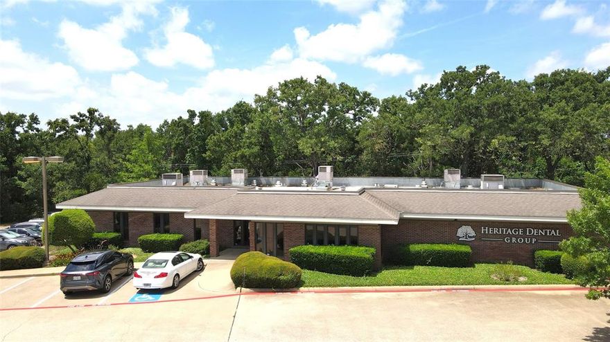 Excellent location and visibility for an office or medical business.  Sits on US Hwy 287 Frontage Rd, between Walnut Creek Dr. and Broad Street, on the SW side.  Executive offices have a view of the woods behind the building.  Suite A is currently a dentist office.  Suite B has 7 offices, a Reception Area, a Kitchen & Breakroom,  see floorplan.  Suite B is also available for lease with a rate of $20sf plus triple nets.  The building was originally a doctors office.  There is a basement giving access to provide water to any office for medical purposes.