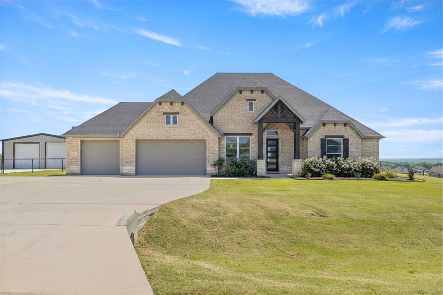 Stunning 2022 build by Our Country Homes offering 4 bedrooms, 2.5 baths, 2,512 sqft, plus game room and dedicated office—perfectly designed for both everyday living and entertaining. Step outside to your private backyard oasis featuring a sparkling pool with waterfall, tanning ledge, and upgraded UV chlorine system for a more enjoyable, low-chemical experience. The pool deck is complete with a child safety fence, and a beautiful gazebo provides the perfect space to relax and take in the gorgeous views. The fully fenced yard with mature trees offers both privacy and room to enjoy the outdoors. For those needing extra space, the impressive 900 sqft shop with electrical is ideal for hobbies, storage, or a workspace. Additional highlights include a security system and roofline lighting—perfect for holidays and year-round curb appeal. This property truly has it all—modern construction, functional layout, and resort-style outdoor living in a peaceful setting.