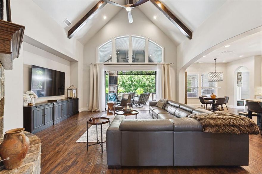 This home has it all! Centrally located and in the heart of Southlake with award-winning schools, walking distance to food and lots of shopping options at Southlake Town Square. Quality finish outs, a sweeping staircase that plays the lead role as the centerpiece in the foyer and PLENTY of cabinet and storage space throughout! First floor guest room and bathroom are ideal for overnight visitors, the kitchen with Wolf Range overlooks the large family room that has accordion door access to the back patio. A VERY PRIVATE backyard greets you with a large, inviting pool. Designated outdoor areas for yoga and exercising which includes 3 platforms, a fire pit area perfect for evening entertaining and an area with large planters for herbs and vegetables. Perfect use of space! The second floor of this stunning home boasts 3 additional bedrooms, media room and an oversized bonus area. Welcome home!