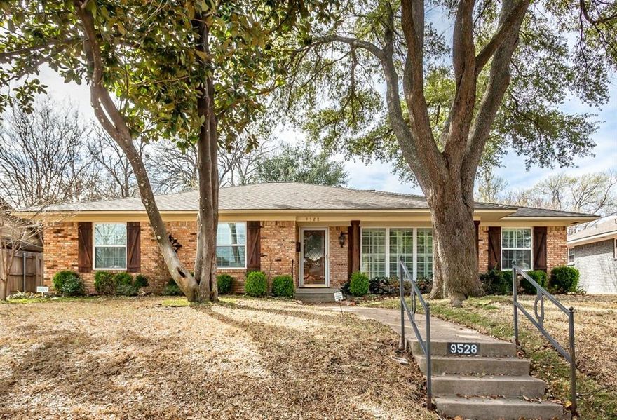 Outstanding opportunity in much desirable location in Lake Highlands.  3 Bedroom, 2 Baths. Formal Living and Dining room plus a paneled  den. Beautiful kitchen that any chef would love. Granite countertops & tile backsplash in kitchen. Stainless steel appliances with gas range, double oven, dishwasher and vented hood. Refrigerator with icemaker and all located in custom cabinets. Brick fireplace with gas logs and a brick hearth in the painted paneled den. Built-in bookcases in den. The main bedroom has giant walk-in closet and walk in shower in the bath. Big Laundry Room off of the kitchen. Kitchen also has a chefs desk and bookcases for recipe books and home office area. The 2 other bedrooms share a hall bathroom with shower over tub. French doors that lead out to a large covered patio. Wood fenced in backyard and a lawn sprinkler system. Owner takes care of lawn.  Rear entry garage door with automatic garage door opener. You don't want to miss this one!