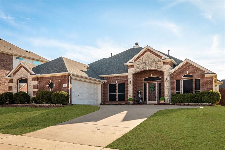 Nestled in the desirable Carter Ranch community, this exquisite First Texas–built residence offers a thoughtfully designed floor plan featuring five bedrooms, three and a half baths, and an abundance of upscale finishes throughout. From the moment you enter, you are greeted by a grand foyer flanked by a formal dining room and a private study, setting the tone for both gracious entertaining and everyday living. The home showcases a desirable split-bedroom layout with three generously sized secondary bedrooms and a beautifully upgraded full bath. The expansive living area is highlighted by a gas or wood-burning fireplace and flows seamlessly into the chef’s kitchen, which boasts granite countertops, abundant cabinetry, ample prep space, and stainless steel appliances. The secluded primary suite is a true retreat, featuring an oversized bedroom with its own gas fireplace and a spa-inspired en-suite bath complete with a soaking tub, standalone shower, and an impressive walk-in closet. Upstairs, an oversized second primary with a full bath and plenty of storage. Flexible space could be gameroom or workout space. Step outside to your private backyard oasis, where an inviting in-ground swimming pool, ample green space for pets or play, and a covered patio create the perfect setting for relaxing and enjoying sunset views. Ideally located within walking distance to the elementary school, parks, and scenic ponds, and offering convenient access to Preston Road, the Dallas North Tollway, and the Collin County Outer Loop, this exceptional home combines elegance, comfort, and convenience. 2.75 Assumable rate!