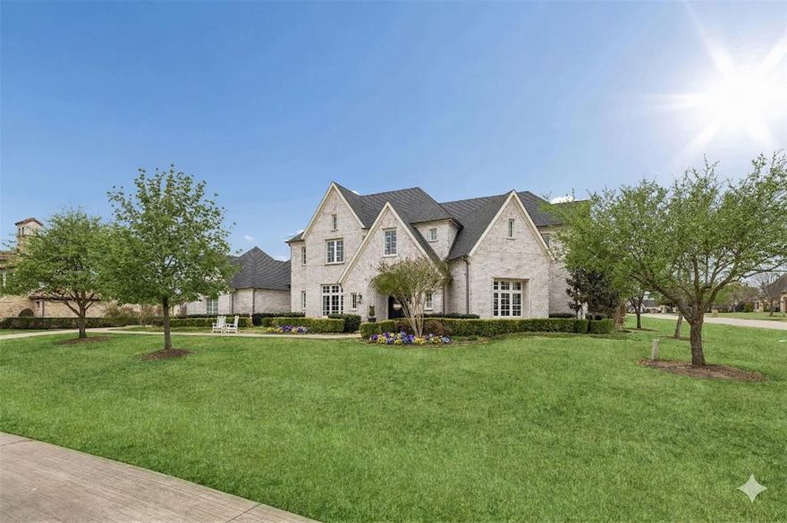 Nestled on a picturesque one-acre lot in prestigious Tranquility Farms within award-winning Lovejoy ISD, this stunning estate WITH A GUEST HOUSE offers an exceptional layout designed for both everyday living and grand entertaining. Magnificent arched double doors open to an impressive entry with rich hardwood floors and elegant architectural details throughout. The spacious living room showcases a coffered ceiling and statement fireplace, flowing seamlessly into the kitchen. The pristine gourmet kitchen is a showpiece, featuring a large island with custom integrated dining table, gas range, built-in refrigerator, abundant cabinetry, and access to a prep kitchen. An elegant formal dining room and wet bar ensure effortless hosting. The secluded primary retreat includes a versatile bonus space ideal for a nursery, gym, or private sitting area. The luxurious primary bath offers an oversized shower, dual marble vanities, freestanding tub, and custom closets with a private laundry area. A downstairs guest suite is thoughtfully positioned opposite the primary for privacy. The first floor also features a handsome office and an expansive game and media room. Upstairs, four generously sized bedrooms each offer en-suite baths, along with a central built-in study area and well-appointed laundry room. Large walk-in attic with excellent insulation keeps the temperature mild year round. Step outside to a breathtaking backyard retreat. A covered patio with retractable screens overlooks the sparkling pool and expansive green space. A matching guest house completes the property with its own bedroom, bath, living area, kitchen, and laundry. Located minutes from shopping, dining, entertainment, and schools, with a catch-and-release pond just across the street. This is truly a one-of-a-kind opportunity in one of Lovejoy's most sought after neighborhoods!