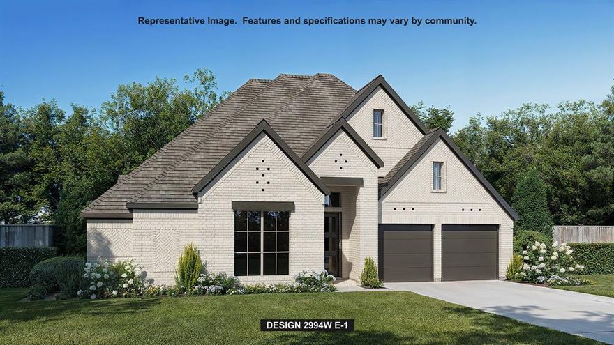 Welcoming entry that flows to a large game room with French doors. Spacious family room with a wall of windows and a wood mantel fireplace. Island kitchen with a corner walk-in pantry and a 5-burner gas cooktop opens to the dining area. Private primary suite with three large windows. Primary bathroom features a double door entry with dual vanities, garden tub, glass enclosed shower and two walk-in closets. Secondary bedrooms with walk-in closets and a Hollywood bathroom complete this spacious design. Covered backyard patio. Utility room and mud room just off the three-car garage.