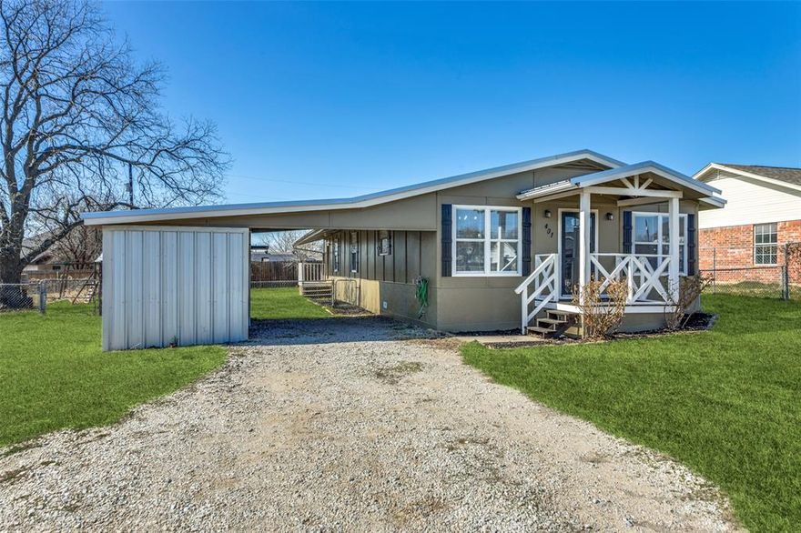 This is the one! Unique residence created from relocated school building that has been converted to residential use.  The structure is set on a full pier-and-beam foundation and offers open living space and flexible layout. Enjoy peaceful country living in this well-maintained three-bedroom, two-bath home tucked inside a quiet, established community. Fully electric and move-in ready, this property offers an open floor plan designed for comfortable everyday living and easy entertaining. The spacious living area flows seamlessly into the kitchen and dining space, creating an inviting atmosphere that feels like home from the moment you walk in.  All three bedrooms offer flexibility for family, guests, or a home office setup, while the two full baths provide convenience and functionality. The oversized utility room offers exceptional storage or workspace — perfect for organization, hobbies, or additional pantry space.  Step outside to a fully fenced and gated yard that provides privacy and room to relax, garden, or enjoy outdoor gatherings. With no HOA, you’ll appreciate the added freedom and flexibility this property provides.  Conveniently located with easy access to Highway 199, commuting and daily errands are simple, while still allowing you to enjoy the slower pace and charm of country living. Churches, schools, shopping, and parks are just minutes away.  Whether you’re a first-time buyer, downsizing, or looking for a smart investment opportunity, this home checks the boxes. Schedule your showing today and see why this is the one.