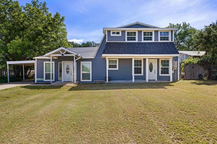 Tucked away on a quiet street in Granbury Acres, yet just minutes from dining, shopping, and the historic downtown square — this 4-bedroom, 3-bath home offers over 2,100 sq ft of thoughtfully designed living space. With two separate living areas plus a dedicated media room, there's no shortage of room to spread out, entertain, or simply unwind. The spacious eat-in kitchen features an island, pantry, and open flow into the dining area anchored by a cozy fireplace — perfect for gathering. When it's time to take the fun outside, the covered patio creates an ideal space for year-round outdoor living, overlooking a large, level backyard with plenty of room to roam. No HOA, covered parking, and a layout that truly lives large — come see why this one stands out. Schedule your showing today