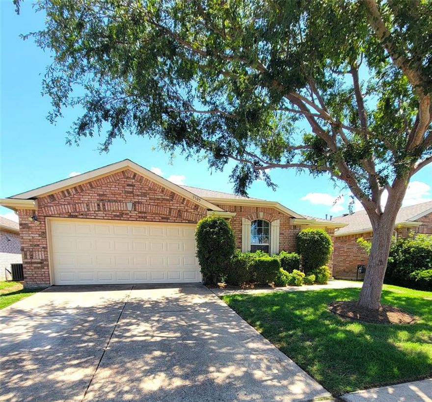 Original owners have lovingly maintained this single-story 4-bedroom home with charming curb appeal. No carpet, tile floors and laminate flooring throughout. Bright living and dining areas, plus a family room with gas-log fireplace. Kitchen offers abundant cabinets, drawers, counter space, separate pantry, and breakfast nook. Private primary suite features engineered floors, primary bath with double sinks, jetted tub, and separate shower. All bedrooms include ceiling fans and wood flooring. Laundry room with built-in shelving. Screened-in covered patio with tile floor and ceiling fan. Fenced backyard with lush lawn and full sprinkler system. Recent updates: Furnace replaced 2021, AC and water heater replaced in 2023; roof, gutters, and garage door replaced April 2025, back fence power-washed and stained in 2025. Sage Creek residents amenities include Tennis courts, playgrounds, walking paths, and large pool.