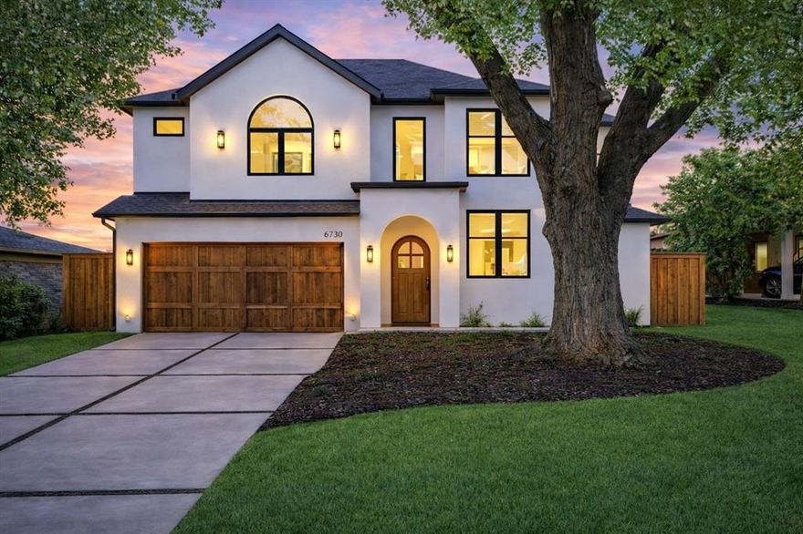 Stunning California Spanish Modern residence in the heart of Bluffview, thoughtfully designed with exceptional craftsmanship and luxury finishes throughout. This 5-bedroom, 6-bath home blends timeless architecture with modern sophistication.
Wide-plank wood floors lead through an open, light-filled layout featuring a private office, game room, and media room—perfect for both everyday living and entertaining. The dream kitchen is a true showstopper, showcasing custom white oak cabinetry, Bellagio quartzite countertops, a fluted-wood island, brass hardware, and stainless steel luxury appliances, including a 6-burner gas range. Vaulted ceilings lined with white oak beams add warmth and architectural interest, complemented by custom designer chandeliers.
The primary suite offers a serene retreat with a spa-inspired bath featuring herringbone limestone floors, a freestanding soaking tub, glass-enclosed shower with Italian marble, designer lighting, and stained-grade oak cabinetry.
Additional highlights include marble accents throughout, custom finishes at every turn, a generous fenced backyard ideal for outdoor living, and a 2-car garage. A rare opportunity to own a refined, move-in-ready home in one of Dallas’ most desirable neighborhoods.