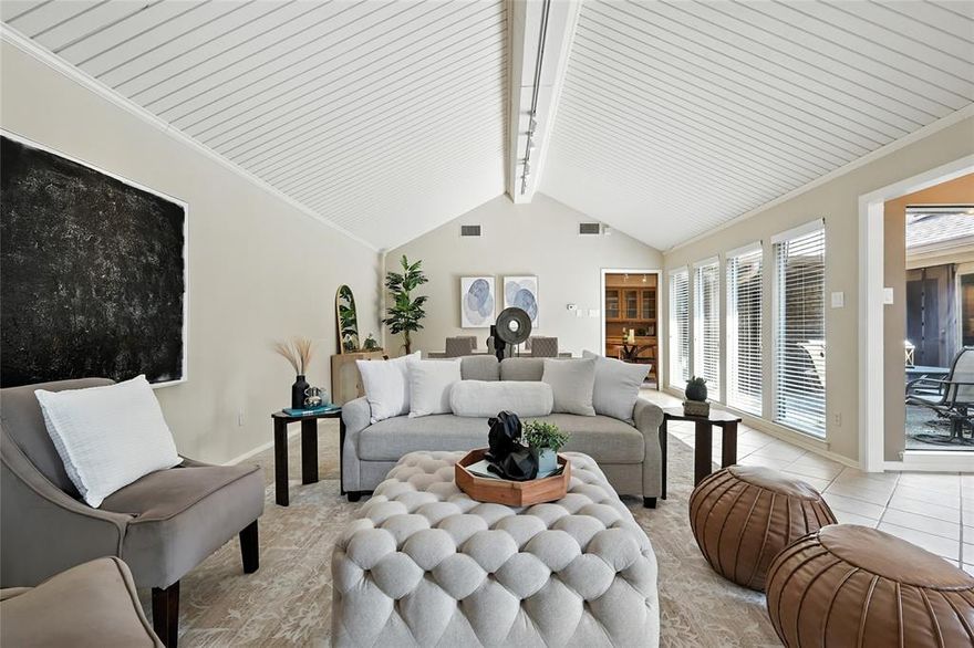 Soft contemporary located on a tree lined street in an established, sought-after North Dallas neighborhood with no HOA and within RISD's top-rated Brentfield Elementary School. As you step into the home, you will find an abundance of windows offering lots of natural light. The living and dining areas have vaulted ceilings, built-in cabinetry, and fireplace with gas logs to stay warm during those cool nights. The eat-in kitchen with granite countertops and Stainless Steel appliances overlooks the private courtyard to enjoy your morning coffee. A large second living area has a high ceiling with built-in shelving and a desk that would make a great office. The spacious primary suite features French doors that open to the private courtyard, and the primary bath features dual sinks, a garden tub, a separate shower and two walk-in closets. The secondary bedrooms are split from the primary suite with ceiling fans and walk-in closets. The home is energy efficient with extra attic insulation, Mylar window inserts, and Enphase solar panels with a 25-year warranty. Interior recently painted with neutral colors. Foundation repaired with a transferable warranty. Stainless steel refrigerator and front loading washer and dryer to remain with property. Conveniently located to the Bush Turnpike, the Dallas North Tollway, BaylorScott & White Hospital, Addison and the Galleria for shopping, dining and entertainment, and most importantly, the Wagging Tail Dog Park, for the 4-legged children in your life.